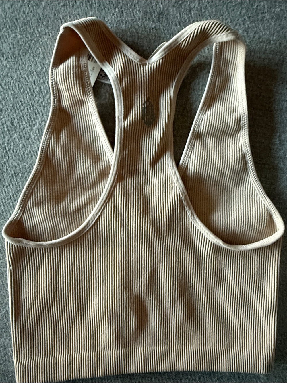 Ribbed Racerback Crop Tank - Tan - Picture 4 of 5